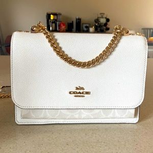 Coach crossbody bag, white signature.